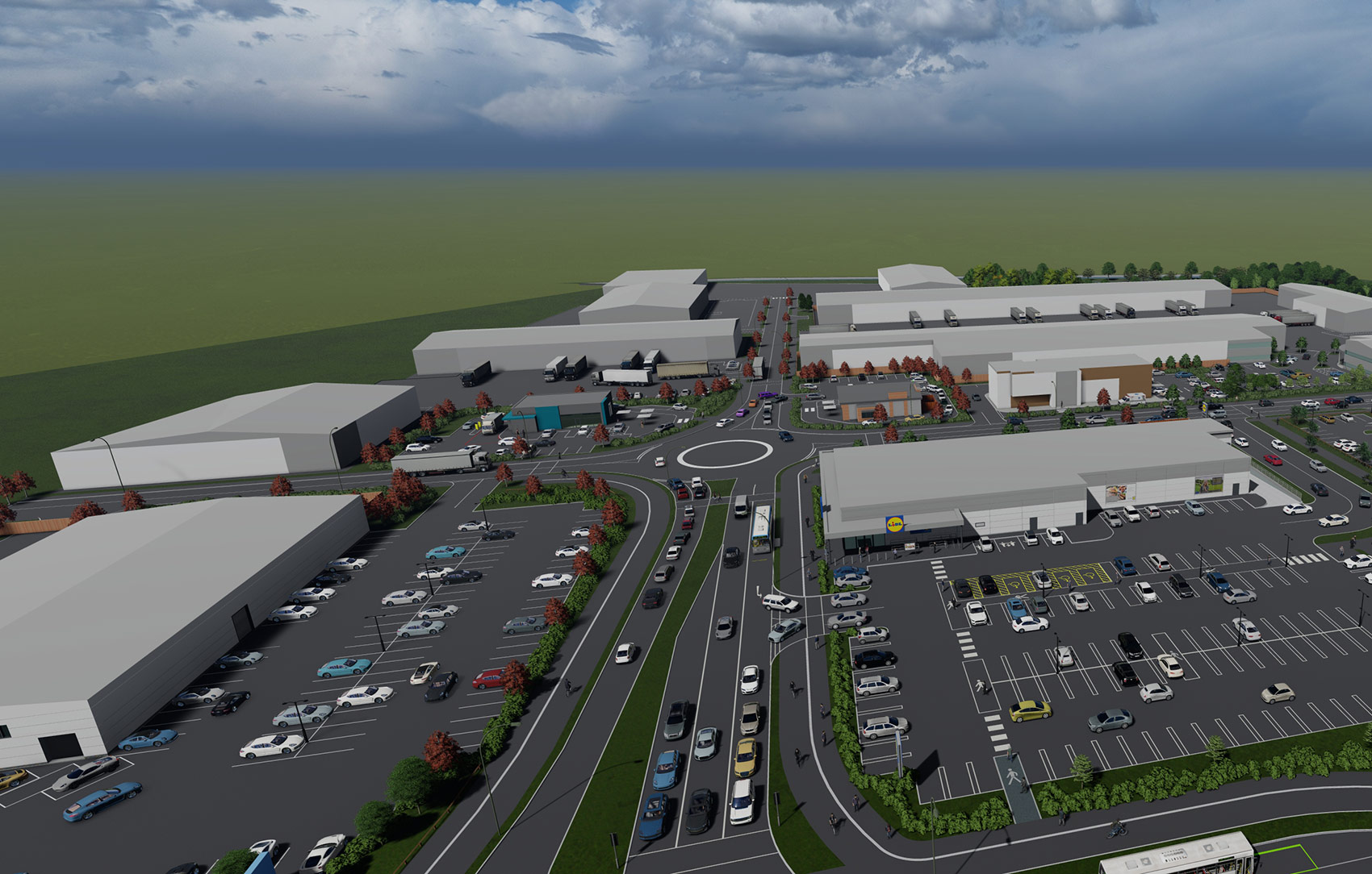 3D aerial visual of employment units